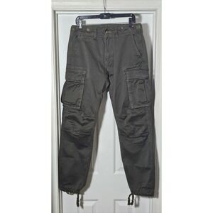 MNML Cargo Pants Mens 31 Olive Green Utility Streetwear Canvas Hem Ties